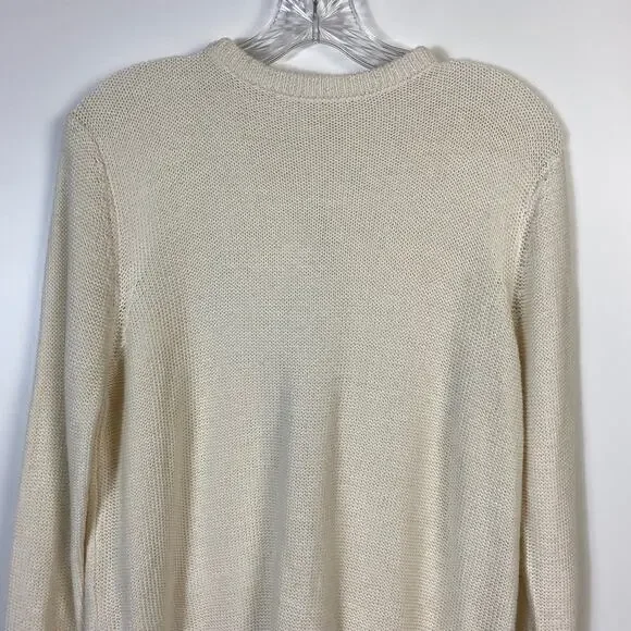 Zara Knit Cable Sweater Keyhole Back Ecru Size M - Picture 4 of 10